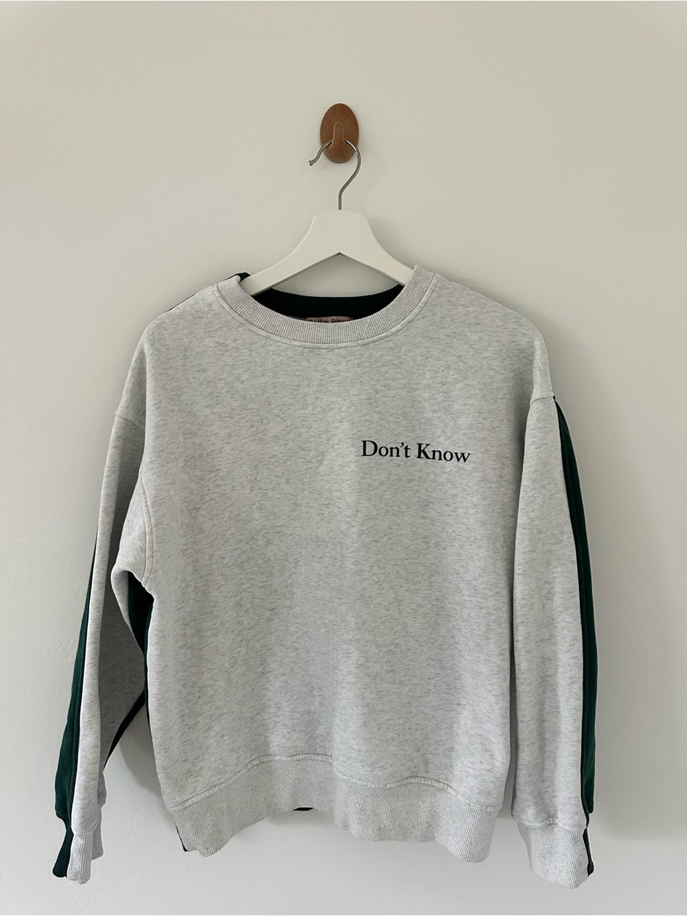 Oversized Two-Tone Light Gray & Dark Green Crewneck Sweatshirt